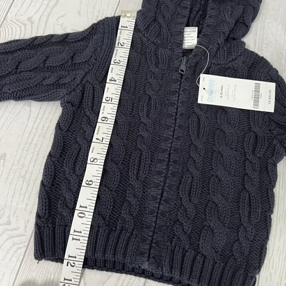 Gymboree Blue Cable Knit Cottage Zip Up Sweater Jacket